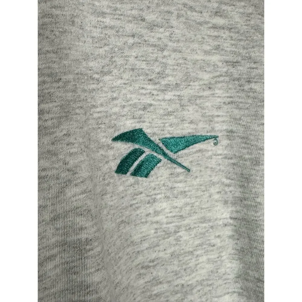 Vintage Reebok Single Stitch Heathered Grey White Embroidered Logo Size Medium